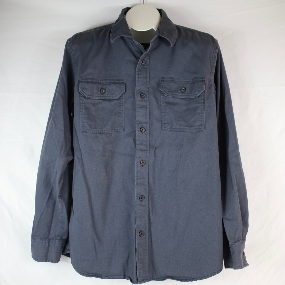Wrangler Dark Gray Long Sleeve Button Up Work Shirt Mens Size M